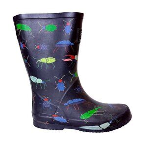 Kids Joules Rain Boots Roll Up Welly Bug Print US 4 Packable Rubber Waterproof